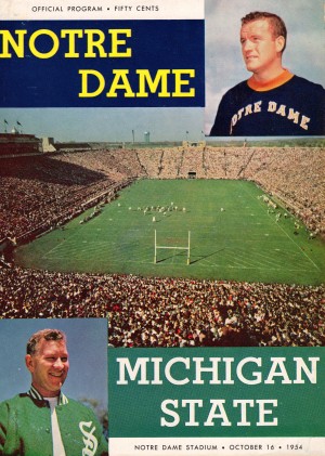 1954 Michigan State at Notre Dame Football Cover Art